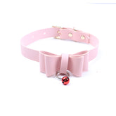 Pink leather bell collar&leash